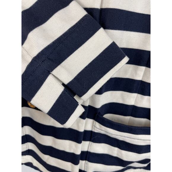 J. Crew Merriweather Blue & White Gold Button Striped Lady Jacket Size Medium - Picture 6 of 9